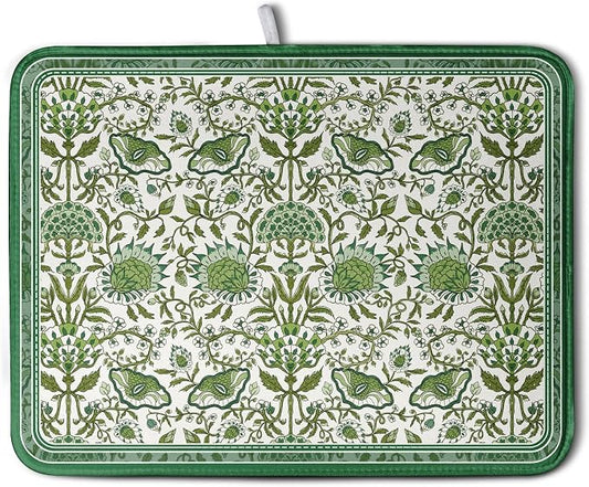 Green Floral Dish Drying Mat for Kitchen Counter 18x24 Inch Spring Summer Flowers Drying Mats Microfiber Absorbent Dish Drainer Pad Reusable Washable Dish Draining Mat for Coffee Bar Sink
