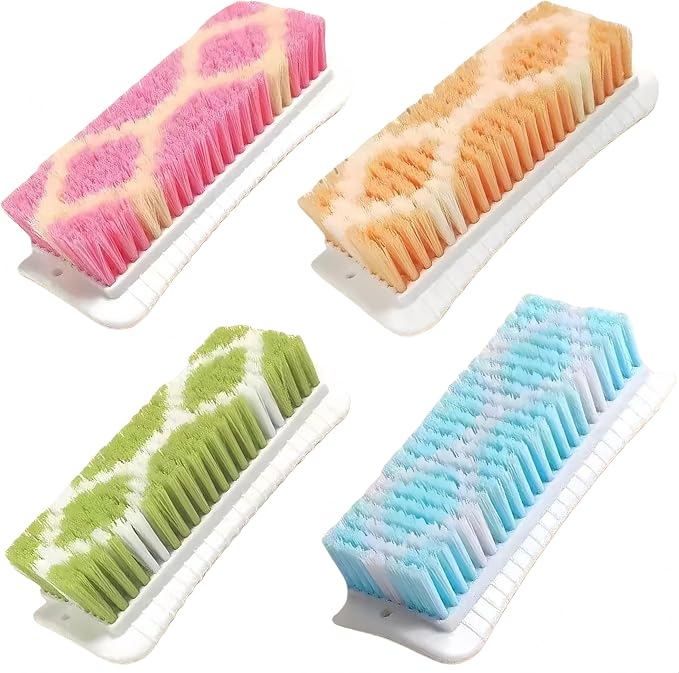 Scrub Brush Heavy Duty Scrub Brushes Scrubbing Cleaning Brush Set | 4 Pack Scrub Brush for Cleaning with Stiff Bristle Deep Cleaning Brushes for Bathroom, Floor, Shower, Carpet, Bathtub