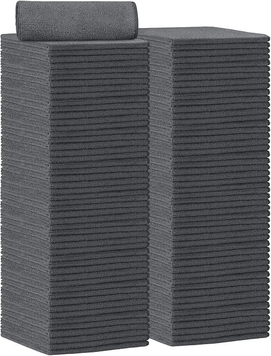AIDEA Gray Microfiber Cleaning Cloth-100PK, Cleaning Rags 12"x12" Absorbent | Microfiber Towels for Cars Lint Free, Reusable Microfiber Towels, Kitchen Towel Dusting Cloth, Dish Rags, Bulk Cleaning Towel