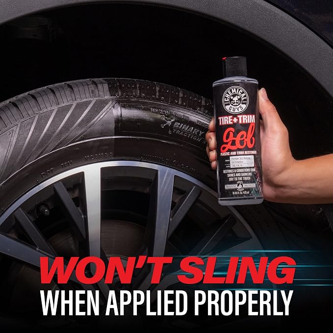 Chemical Guys, Tire & Trim Gel for Plastic & Rubber, Restores Shine, 16 oz | Thick gel restores faded tires, trim and bumpers with a deep shine and a protective layer, non-greasy