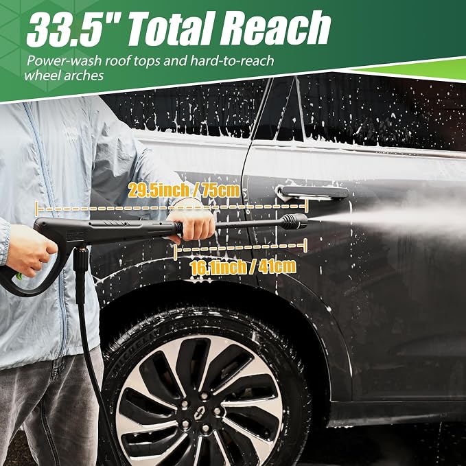 Pressure Washer Gun Wand & 3-in-1 Adjustable Nozzle, M22-14mm | Compatible with Ryobi, Powerstroke, Greenworks, Husky, Raptor Blast, Electric Power Washer