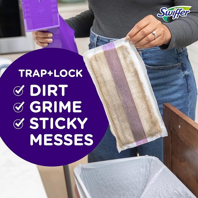 Swiffer WetJet Hardwood Floor Cleaner Spray Mop Pad Refill, Bathroom Cleaning Supplies, Hardwood Floor Cleaner, Multi Surface, 24 Count (Pack of 2)
