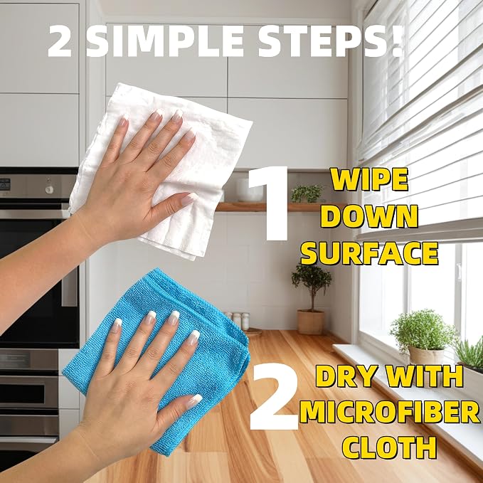 CleaningWipes for Microwaves and Cooktops, Easily Removes Food and Grime Buildup, Great for Home and Kitchen Use - 80 Count,Professional Grade Heavy-Duty Cleaning，Convenient Stove Cleaner