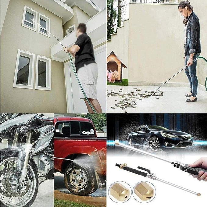 High Pressure Power Washer wand, Hydro Jet Water Hose Nozzle,Watering Sprayer Cleaning Tool, Wand Lance for Gutter Patio Car Pet Window Glass Black