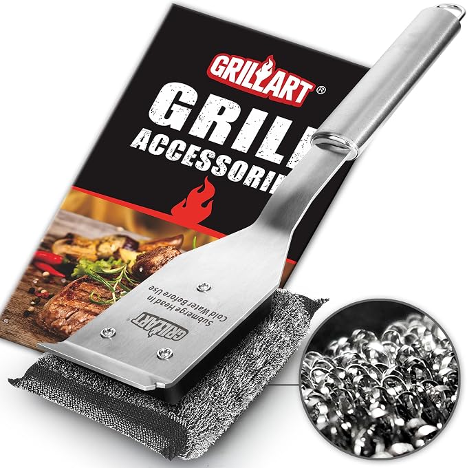 GRILLART Grill Brush Bristle Free, Safe Grill Brush for Outdoor Grill, SteamWizards BBQ Grill Cleaning Brush Kit, Replaceable Head Grill Scraper Tool, Grill Cleaner BBQ Accessories, Gifts for Men/Dad