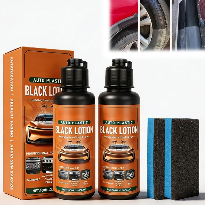 Auto Plastic Black Lotion, 2026 Upgrade Plastic Care for Car Interior, Auto Plastic Black Lotion, Can Restore The Luster of Faded Plastics and Rubbers (2PC)