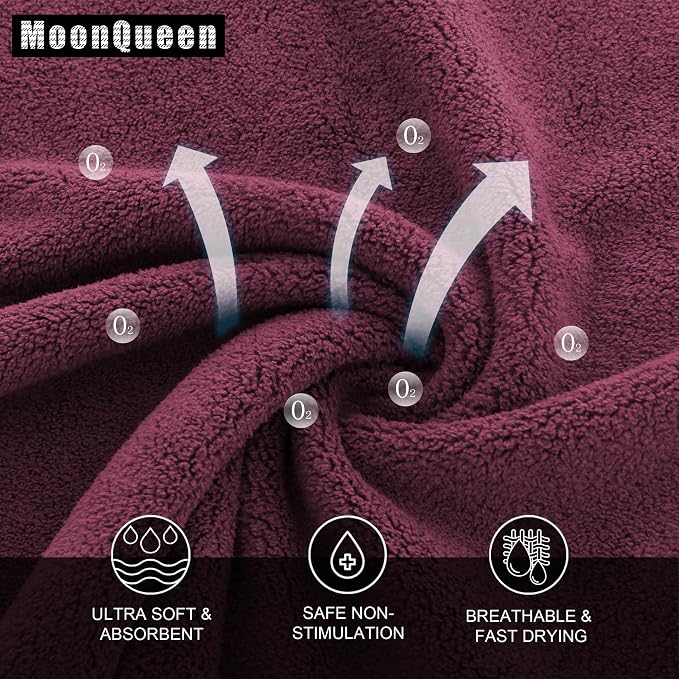 MOONQUEEN Ultra Soft Premium Washcloths Set - 12 x 12 inches - 72 Pack - Quick Drying - Highly Absorbent Coral Velvet Bathroom Wash Clothes (Burgundy)