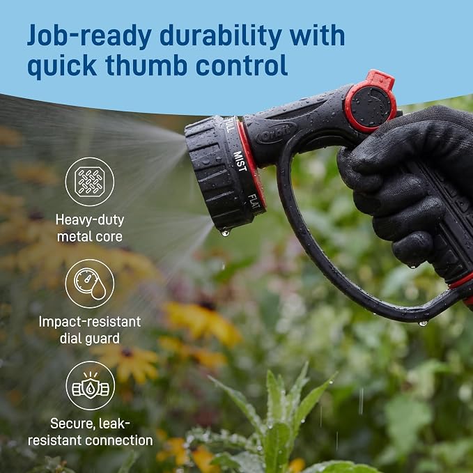 Orbit 58993 7-Pattern Watering Nozzle with Thumb Control, Black