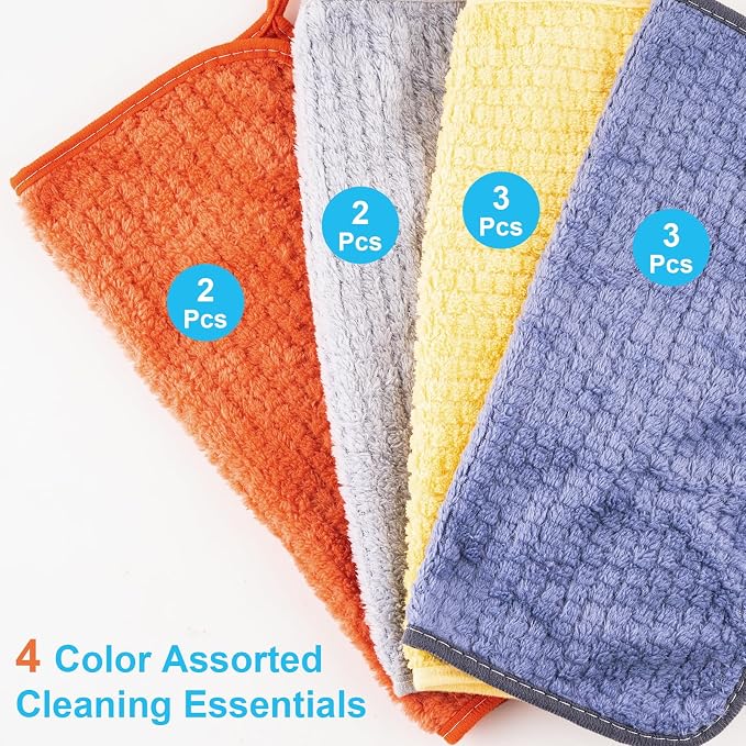 Microfiber Cleaning Cloths 12" x 12": 10 Pack Reusable lint-Free | Towels for Glass, Mirrors, Windows, Stainless Steel, Busting, Kitchen, Bathroom and Car Detailing