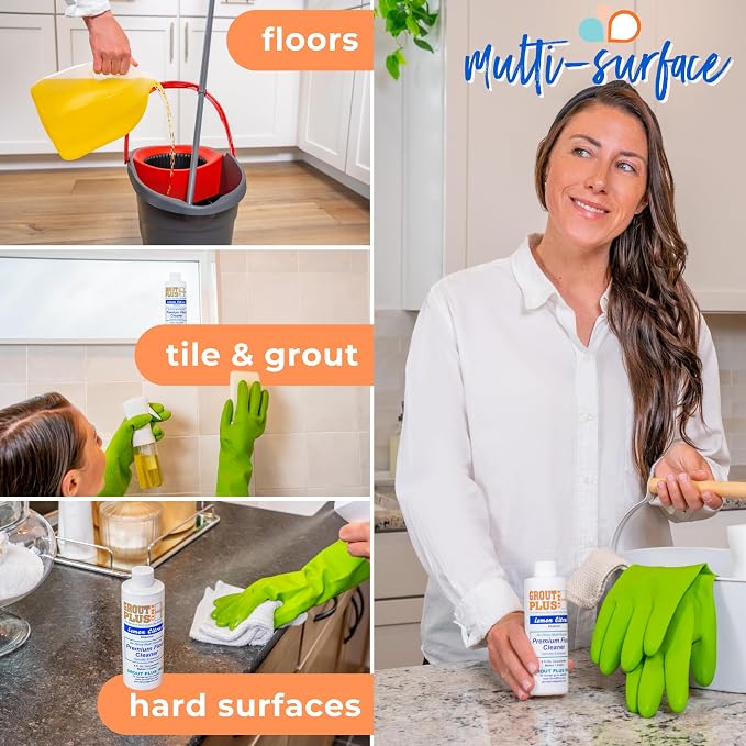 Premium Floor Cleaner, All Purpose Multi Surface Cleaner & Optically Enhanced Brightener, Neutral pH, 3X Strength, No Rinse - Lemon Citrus, 8 Oz for 1 Gal