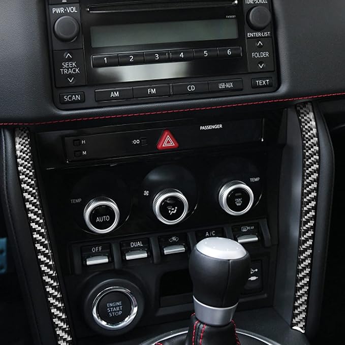 Real Carbon Fiber Trim for Subaru Accessories | for BRZ/Scion FR-S/Toyota 86 2016 2017 2018 2019 2020 Radio Control Panel Side Strip Interior Thick Overlay Decal