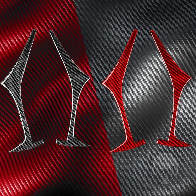 Red Real Carbon Fiber Trim for Tesla Accessories | for Model 3 2017-2022 / Model Y 2020-2024 Headlight Eyebrow Sticker Interior Thick Overlay Decal