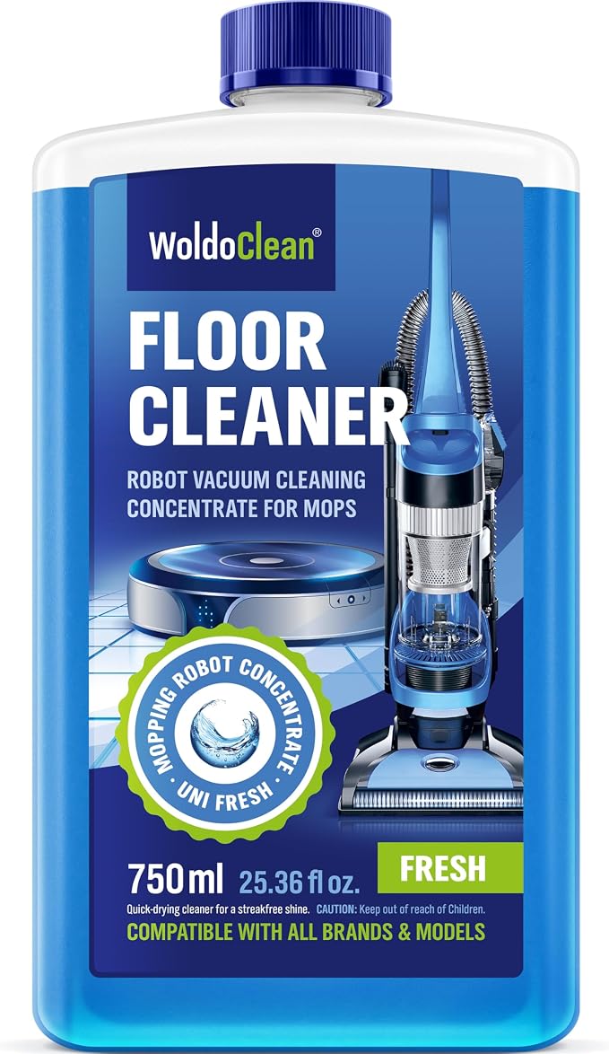 WoldoClean Robot Mop Floor Cleaning Solution 25 oz - Low Foam Concentrate | Compatible with Roborock, Dreame, Roomba, Tineco, Shark, Eufy, Ecovacs