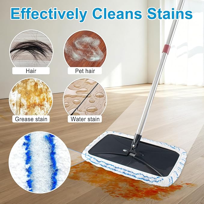 4 Pack Mop Heads Replacements for Ocedar Hardwood Floor 'N More Microfiber Mops,Terry Cloth Mops Refills 15 x 8 Flat Dust Mop Pads for O Cedar mop,Washable&Reusable Mopping Pads (Handle Not Included) | Wet and Dry