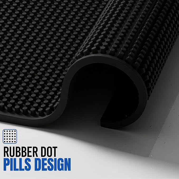 Standard Rubber Bar Mat for Countertop 12"x6", Non-Slip & Spill Protection, Ideal for Bartending, Coffe Station, Cocktail Mixing & Dish Drying, Kitchen & Restaurants (Black, Pack of 1)
