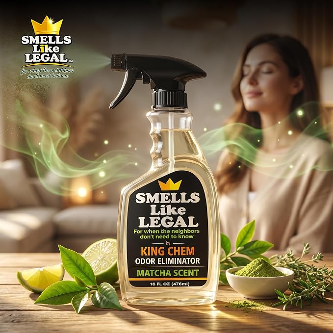 Smells Like Legal™ Matcha Odor Eliminator Spray - Powerful Commercial-Grade - Eliminates Smoke, Pet & Food Odors at source - Fabric-Safe, Non-Staining - Biodegradable Air & Fabric Freshener -16 oz | Commercial-Grade, Eliminates Smoke, Pet & Food Odors,...