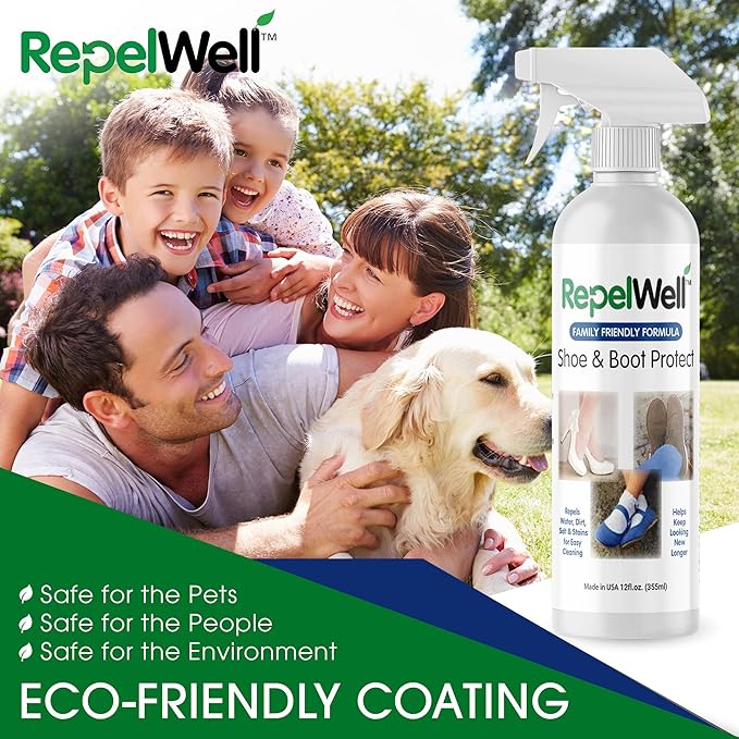 Non Toxic Shoe & Boot Protector Spray, Water & Stain Repellent, 12 oz | Helps repel water, mud, salt, dirt and everyday stains from shoes and boots.