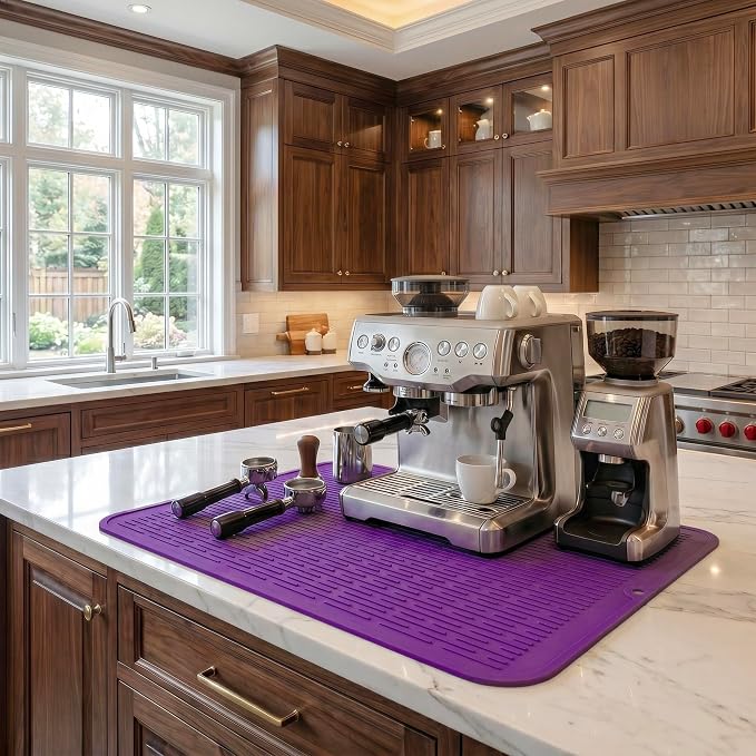 MicoYang Silicone Dish Drying Mat for Multiple Usage,Easy clean,Eco-friendly,Heat-resistant Silicone Mat for Kitchen Counter or Sink,Refrigerator or Drawer Liner Purple 3XL 28 inches x 18 inches