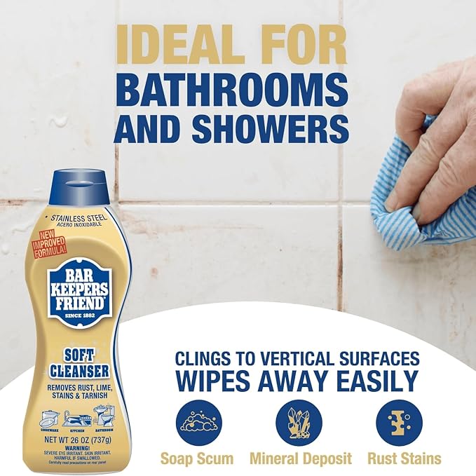 Bar Keeper Friend Soft Cleanser Liquid (2 x 26 Ounce) Multipurpose Cleaner & Rust Stain Remover for Stainless Steel, Porcelain, Ceramic, Tile & More