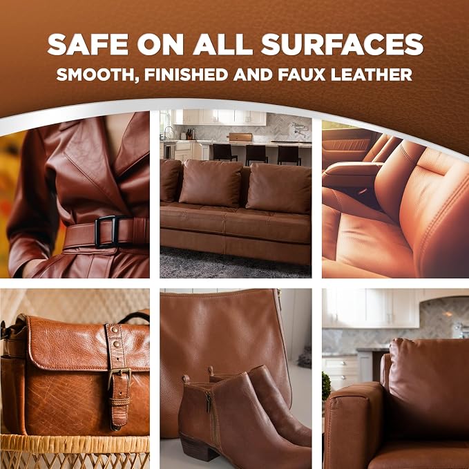 Weiman Leather Cleaner & Conditioner - Cleans, Restores & Protects Leather, UV Protection Prevent Cracking & Fading, For Car Seats, Sofas, Shoes, Bags & All Finished Leather Surfaces, 2 Pack, 60 Wipes