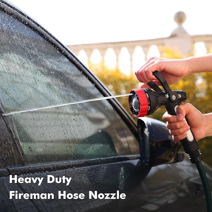 RESTMO Fireman Hose Nozzle Heavy Duty, Garden Hose Spray Nozzle for Outdoor | Lever Handle & Ergonomic Grip, 6 Classic Spray Patterns with Adjustable Flow Control for Watering, Cleaning