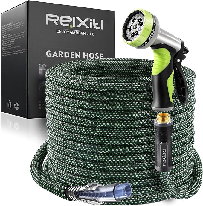 Relxitl Garden Hose, Flexible Water Hose, Ultra Lightweight Non-Expanding hose with 10 Function Sprayer, Leak proof, Pressure Resistant for Yard, Outdoor (Green, 25FT)