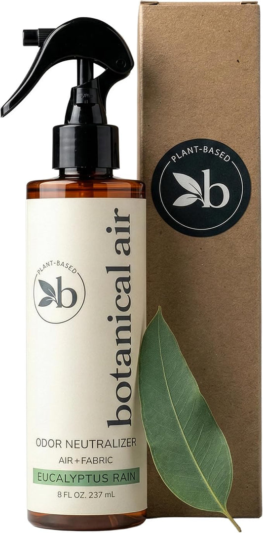 Plant-Based Odor Eliminator Spray – Natural Essential Oil Air Freshener for Home, Bathroom, Fabrics & Pet Areas – 8 oz (Eucalyptus Rain)