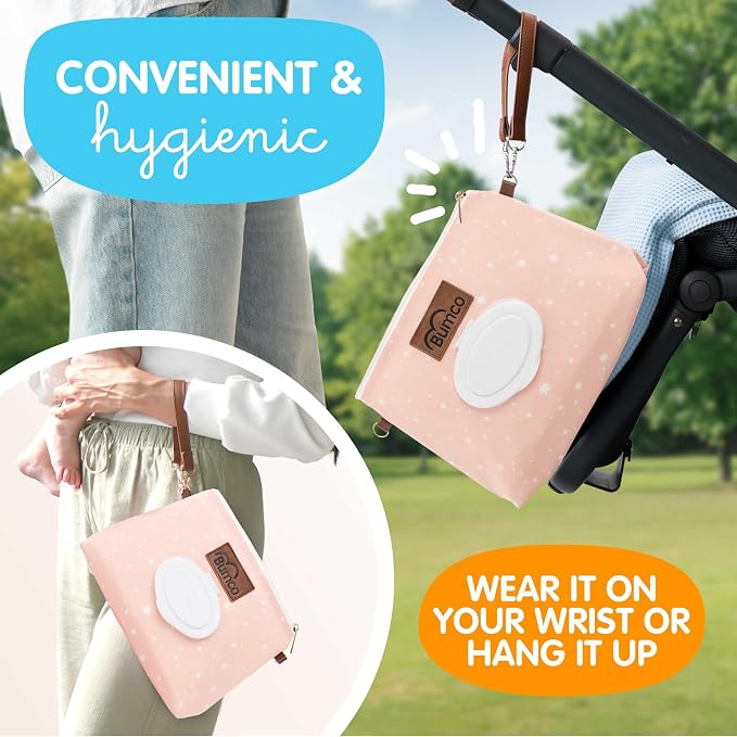 Bumco Diaper Clutch Bag - Portable Wipes Dispenser & Diaper Holder, Airtight Travel Baby Wipes Case, Wipe Dispenser Travel Baby Wipes Dispenser On the Go, Diaper Wristlet