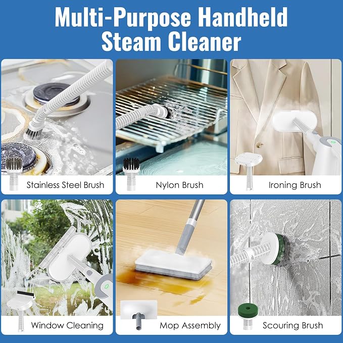 FEPPO Steam Mop & Detachable Handheld Steam Cleaner for Home and Floor Cleaning, 15s Heat-Up, 230°F Floor Steamer for Deep Cleaning with Multi-purpose Attachments Hardwood Floors, Tile,Grout,Furniture