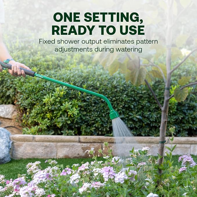 Rain Bird TRNZLWAND36 Watering Wand Garden Hose Nozzle, 36 Inch - Front Trigger Shower Spray Pattern with Flow Control Knob, Trigger Lock, Non-Slip Ergonomic Grip, 3/4 Inch GHT - Green and Black