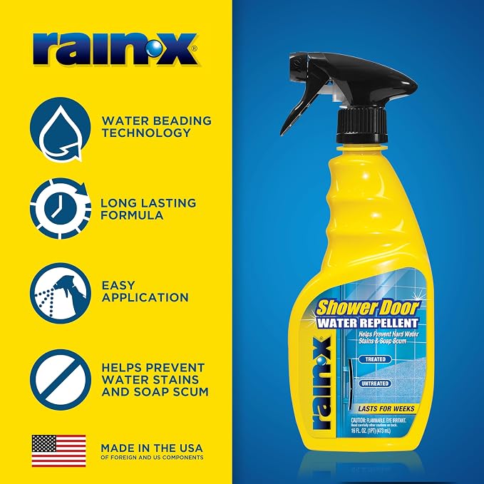 Rain-X 630542 Shower Door Water Repellent, Protects Glass Shower & Doors From Soap Residue And Hard Water Stains Leaving Your Bathroom Beautiful (Pack of 2)