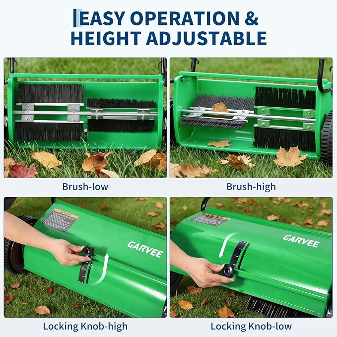 Push Lawn Sweeper 26Inch-Heavy Duty Walk Behind Leaf Collector and Yard Sweeper for Outdoor,Patio,Driveway,Garden Grass Sweepers,4 High Speed Spinning Brush,7 Cu. ft. Hopper Capacity | Yard Sweeper for Outdoor,Patio,Driveway,Garden Grass Sweepers,4 Hig...
