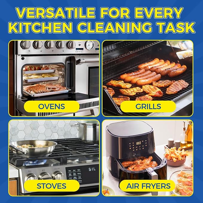 Oven Cleaner Heavy Duty 500ml, Complete Oven Cleaner Non Toxic Fume Free with Non-Scratch Scraper, Cloth, Easy Deep Clean for Racks, Grills, BBQ, Air Fryers, Kitchens, Outdoor and Vehicles