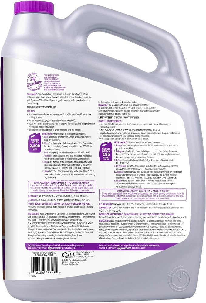 Rejuvenate Professional Wood Floor Restorer 1 Gal, Gloss Finish, 2 Pack | 1-Coat Application Fills Scratches, Shines & Protects Hardwood Floors, Leaves A Glossy Finish, Safe For Pets & Kids
