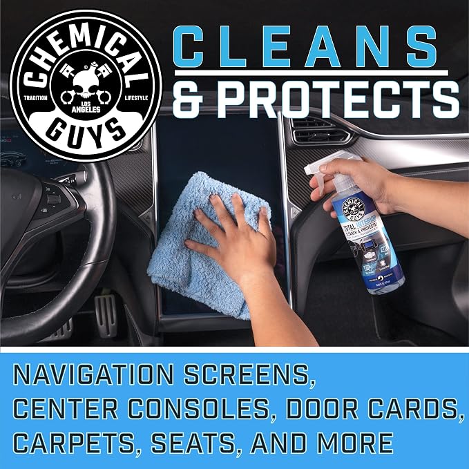 Chemical Guys, Total Interior Cleaner & Protectant, Leather & Vinyl, 16 oz | Cleans dashboards, seats, door panels, trim and glass in one step, leaving a fresh, streak-free, factory-style look