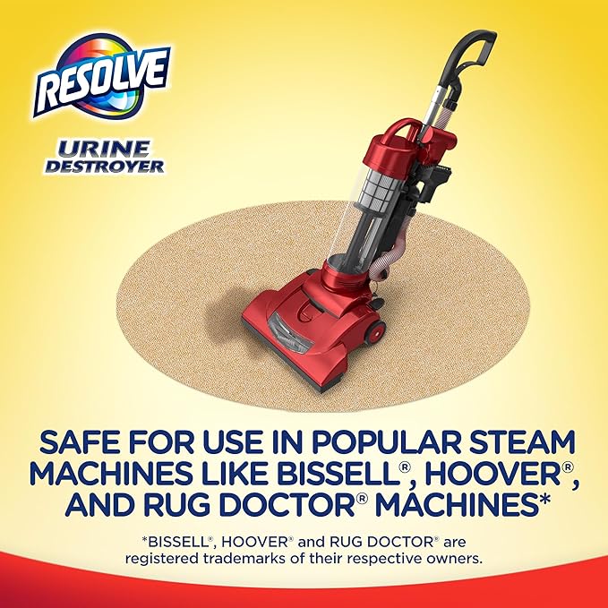Resolve Urine Destroyer Steam Carpet Cleaner Solution – 2X Concentrated Formula Urine Eliminator for Pet Stains & Odors, Safe for Bissell, Hoover & Rug Doctor, 60 fl oz