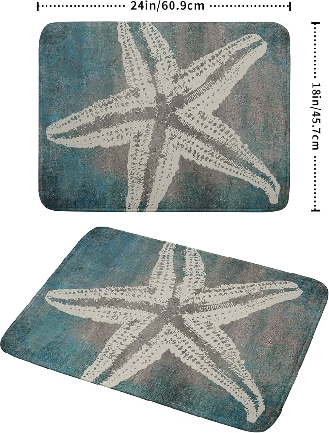 Giwawa Vintage Starfish Dish Drying Mat Coastal Beachy Nautical Drainer Rack Mat 18"x24" Absorbent Washable Dish Dry Pad for Kitchen Counter Sink