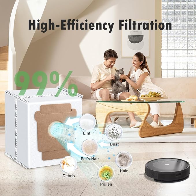 12 Pack Replacement Dust Bags Compatible with iRobot Roomba Vacuum Cleaner | for i, j, s Series, Roomba 104, 105 Vac, 105 Combo, Plus 405, Plus 505 Combo, Max 705 Vac, 705 combo, Disposable Vacuum Bags