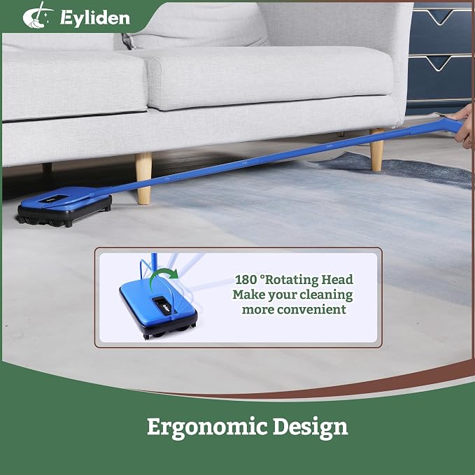 Eyliden Carpet Sweeper, Mini Size, Manual Sweeping, Blue | Lightweight, Hand Push - No Noise, Non-Electric, Easy Clener, Only for Carpet and Rug Cleaning