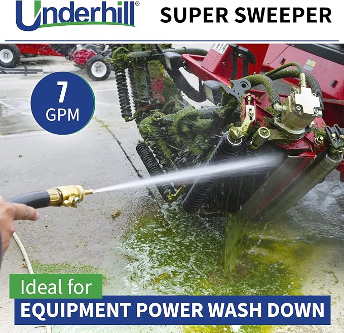 Underhill PowerBlast Super Sweeper 2-Inch Garden Water Hose Nozzle, Sprayer, Jet, 7 GPM 80 PSI, 3/4-Inch Thread Inlet, Heavy-Duty Adjustable, SN2-75