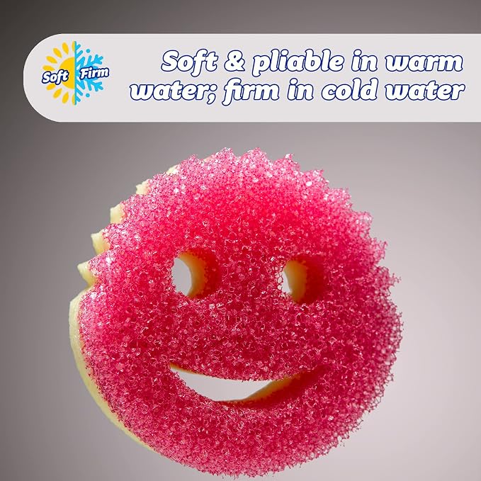 Scrub Daddy Dual Sided Texture Changing Sponge/Scrubber - Super Absorbent Sponge Side - Scrub Mommy (Pink) - 1 Count