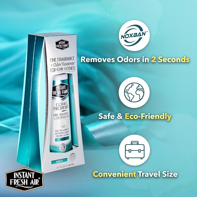 Fabric Freshener Spray & Deodorizer Odor Eliminator - Works Instantly with Noxban™ - Eco-Friendly Fabric Refresher & Odor Neutralizer - Safe for Garments, Linens, Bedding - Unisex