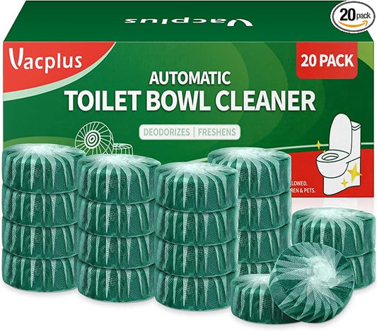 Vacplus Toilet Bowl Cleaners - 20 Pack Long-Lasting Toilet Cleaner Tablets, Prevent Stains & Deodorize, Green