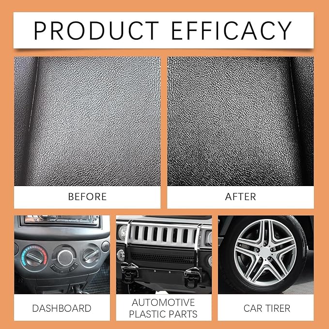 Auto Plastic Restorer Kit, 100ml Car Interior Care Restorer Kit with Sponges, Auto Plastic Black Lotion, Interior Scratch Remover Cleaner, Can Restore The Luster Of Faded Plastics and Rubbers (1pcs)
