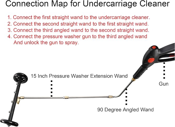 Tool Daily Dual-Function Undercarriage Cleaner 16 Inch, 3 Extension Wand | Underbody Car Wash Water Broom, Surface Cleaner for Pressure Washer, 4000 PSI