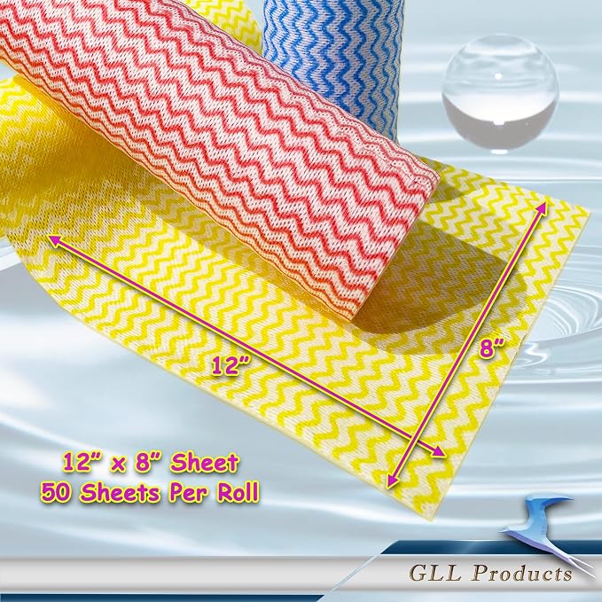GLL Cleaning Cloths Roll Wipe Sheets, ONe-Hand Tear Dish Wash Cloths, Disposable Cleaning Wash-Cloth Towel for Kitchen Bathroom Furniture and Car (Case of 48 Rolls, 2400-Sheets Total)…