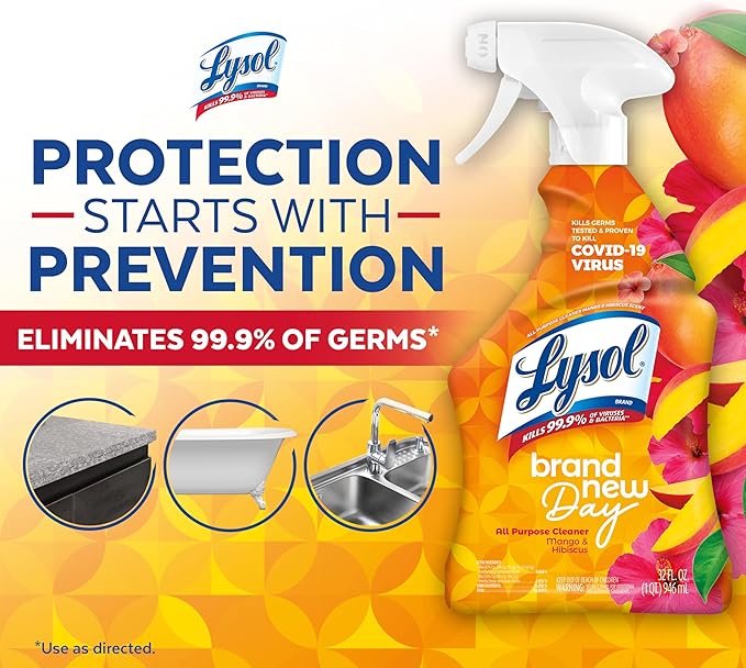 LYSOL Bathroom Cleaner Spray, Foaming Cleaner for Bathrooms, Showers, and Tubs, Mango & Hibiscus Scent, 32oz