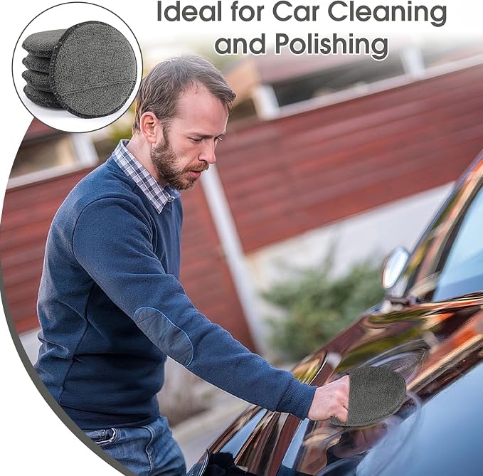 10 Pack Wax Applicator Pads Microfiber with Finger Pocket for Car Wax | Foam applicator pad with finger pocket, Scratch-free waxing for cars & household, Machine washable & reusable