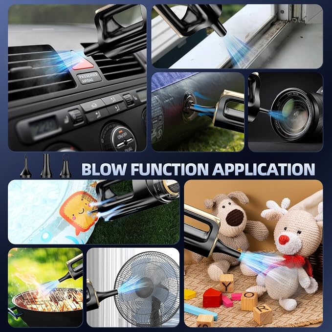 MONOZEL Mini Vacuum Cleaner for Car, 18000Pa 2 in 1 Vacuum Cleaner&Air Duster, 130W Brushless Motor Handheld Vacuum Cordless with 7800mAh Battery, LED Light, Multi-Nozzles for Home, Office, Pet