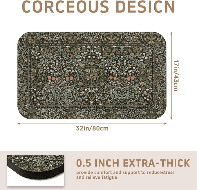 Dish Drying Mat for Kitchen Counter 17x32 Inch, Boho Quick Dry Coffee Mat | Made of super absorbent diatomite that quick dries dishes, coffee machine & sink area. Non-slip rubber base for countertop